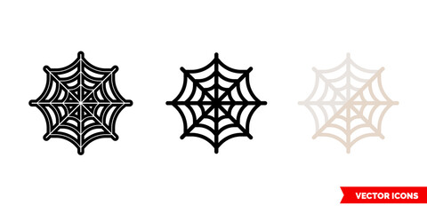 Spider web icon of 3 types. Isolated vector sign symbol.