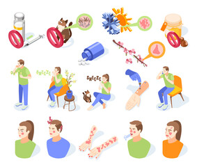 Fototapeta premium Allergy Isometric Icons Set