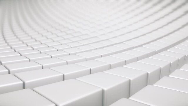 White 3D cubic arrange full frame have animate rotate and twist offset smooth in white clear color mood tones with 3d rendering.