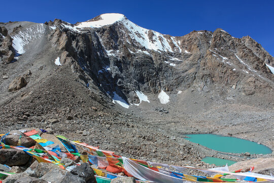 Beginning of trekking kora around mountain Kailash Day 1 pilgrimage route near Darchen, Tibet, Asia