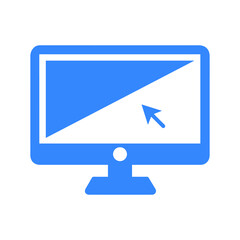 Computer monitor or mouse click icon, blue color vector