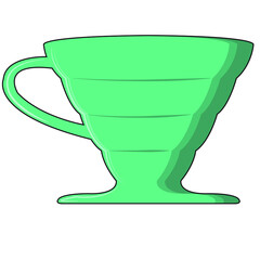 Vector coffee dripper  with green turquoise color