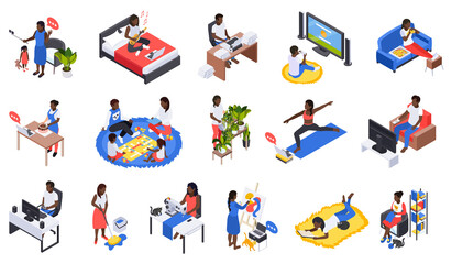 Staying Home Isometric Set 