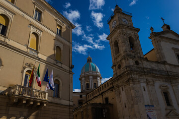 Fototapeta na wymiar Cathedral of Santa Maria la Nova and the chamber of commerce in Caltanissetta