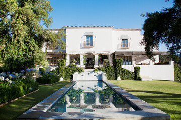 Luxury lap pool and Spanish villa