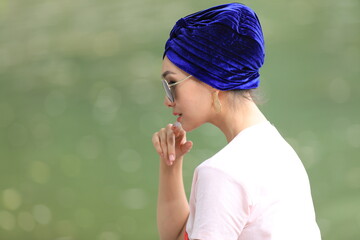 muslim girl in blue shawl