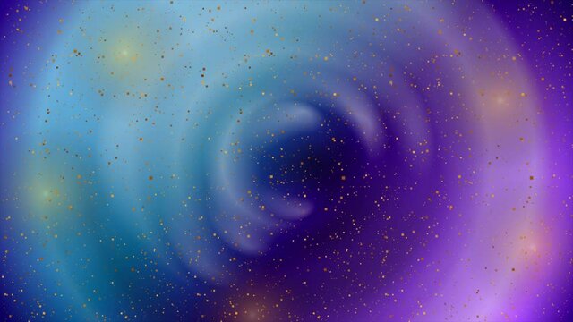 Blue purple smooth circles and golden dust confetti abstract motion background. Seamless looping. Video animation Ultra HD 4K 3840x2160