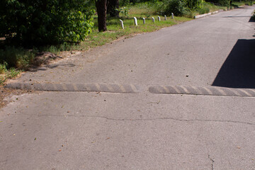 speed bump on the pavement