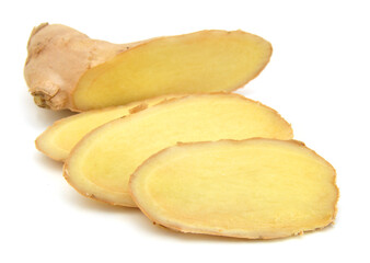 fresh ginger on a white background