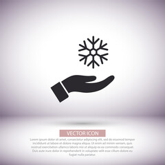 snowflake in the hand icon , lorem ipsum Flat design