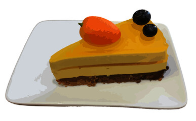 Vegan Mango Cake With Berries on a Plate