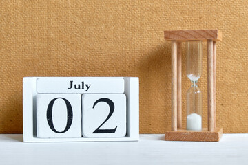 2nd second july month calendar concept on wooden blocks.