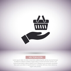 basket in hand icon , lorem ipsum Flat design