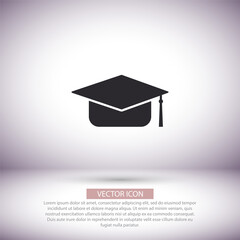 Graduation cap vector icon  , lorem ipsum Flat design