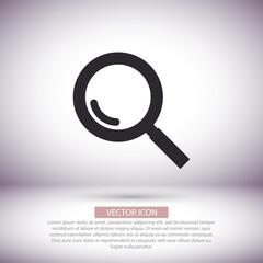 Magnifier with a man  vector icon , lorem ipsum Flat design