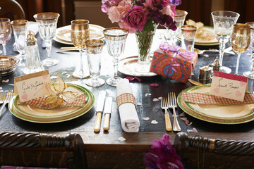 Table set for wedding reception