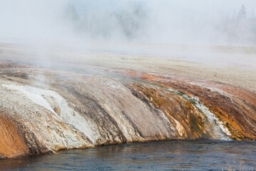 Rock formations in sand basin