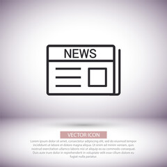 Newspaper  vector icon , lorem ipsum Flat design