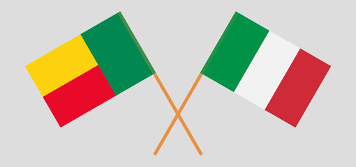 Crossed flags of Benin and Italy