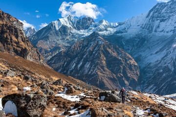 Trekking in Nepal Himalayas . Annapurna base camp
