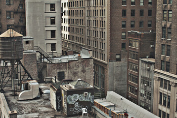 Urban rooftop and buildings