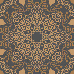 Gold And Bronze Imperial Fabric Detailed Arabesque Geometric Decorations