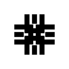 Rotation M letter Sircuit logo design vector
