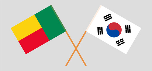 Crossed flags of Benin and South Korea