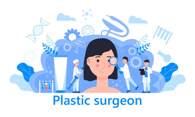 Plastic surgeon concept vector. Beauty industry, beauty injections and rejuvenation procedures illustration.