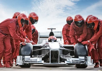Foto op Plexiglas Bestsellers Sport Raceteam aan het werk bij pitstop