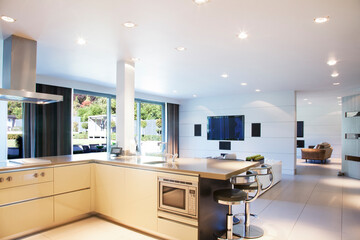 Kitchen and living room in modern home