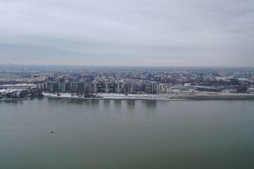 Naklejka premium Winter drone shots of the Alps mountains in Austria and Switzerland with lakes 