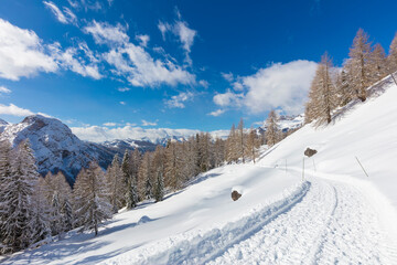 Fototapeta na wymiar Winter in the Dolomites mountain, Italy