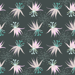 Fototapeta na wymiar Seamless pattern wiht abstract flowers.