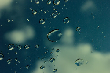 image of the clouds behind the water drop