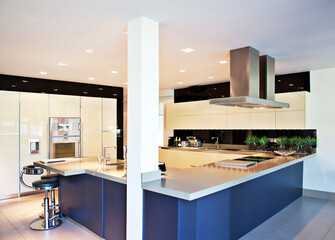 Counters and stove in modern kitchen