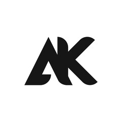 AK Letter Logo Design With Simple style