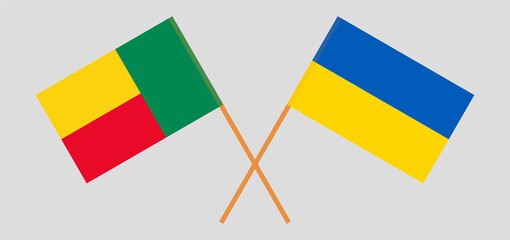 Crossed flags of Benin and the Ukraine