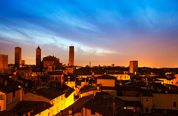 View of Bologna at night