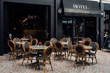 Keuken spatwand met foto Oude straat van het historische stadscentrum van Antwerpen (Antwerpen), België. Gezellig stadsgezicht van Antwerpen. Architectuur en herkenningspunt van Antwerpen © Ekaterina Belova