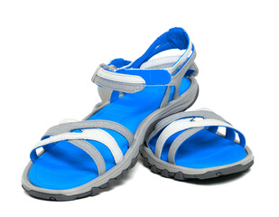 Pair of summer sandals on white background
