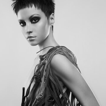 Classic portrait of beautiful young pretty lady in eotic dress