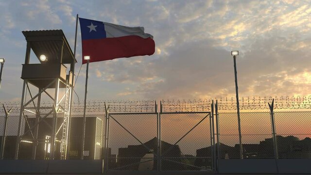 Flag of Chile at military base