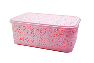 Pink Box for objects and things. Fashionable pink box for girls, women. Needlework box