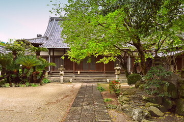 Traditional architecture in Hakata old town, Fukuoka city, Japan.