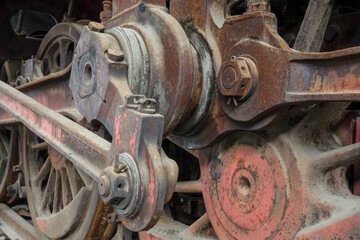 mechanism of a historic locomotive