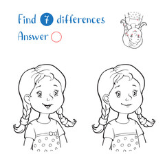 Find 10 differences. Black and white portrait of a girl.