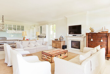 Fototapeta premium Luxury living room and kitchen