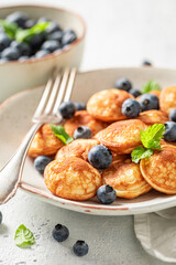 Delicious mini pancakes for sweet and tasty breakfast