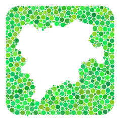 Map of Albacete Province collage composed with rounded rectangle and hole. Vector map of Albacete Province collage of circle spots in variable sizes and green shades.